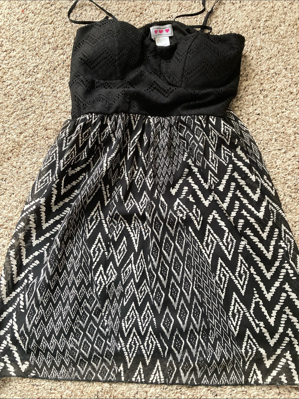Trixxi Black Lace Bustier with Black & White Aztec Skirt